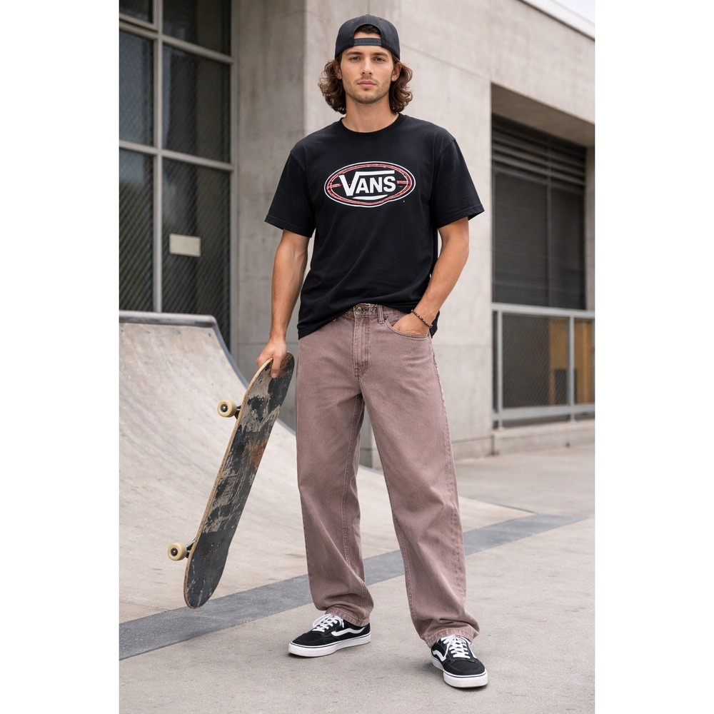 Vans Loose Fit Rustic Brown Jeans Men's 32x29 Wide Leg Baggy Skater Grunge Denim
